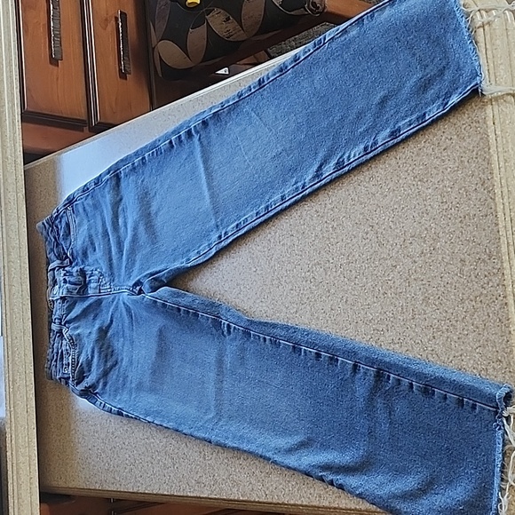 Zara High Waist Frayed Hem Jeans Size 24 - Picture 10 of 12